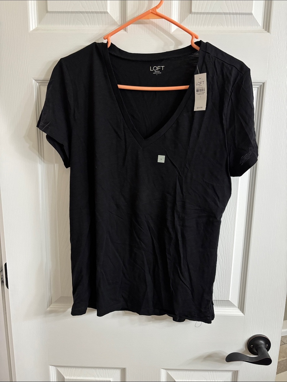 LOFT Black V-Neck Short Sleeve Tee